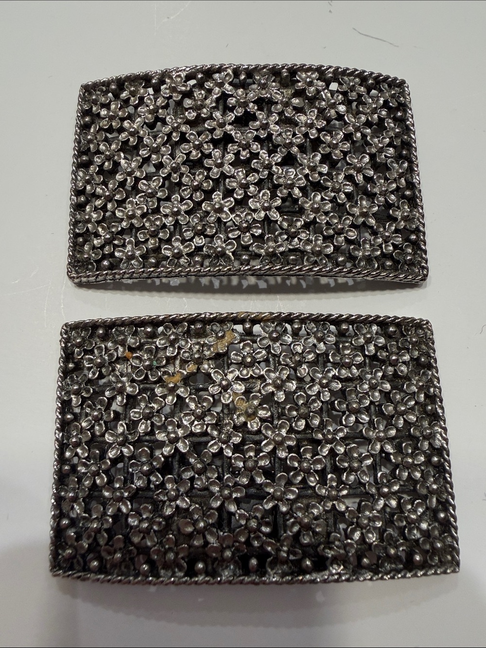 Vintage Tip Toe Floral Shoe Clips Silver Tone Filigree